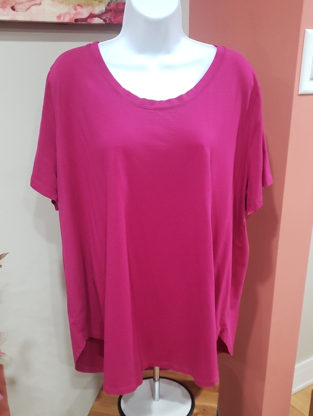 Ava & Viv Bright Pink Scoop Neck Tank Top, 2X